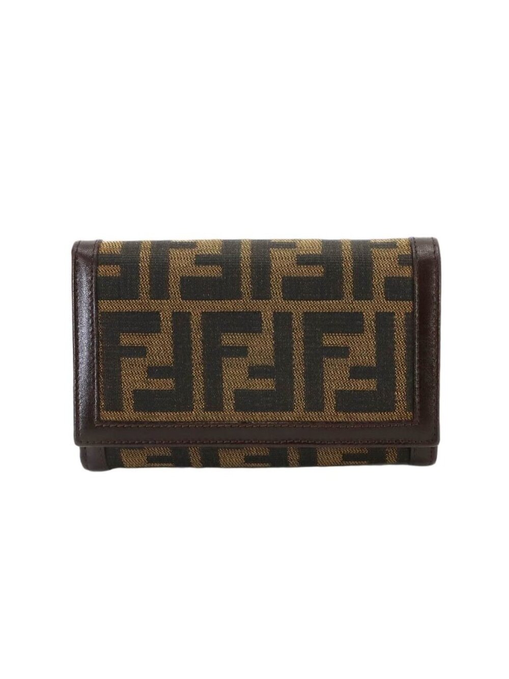 Fendi Zucca Bifold Wallet Canvas Leather Brown